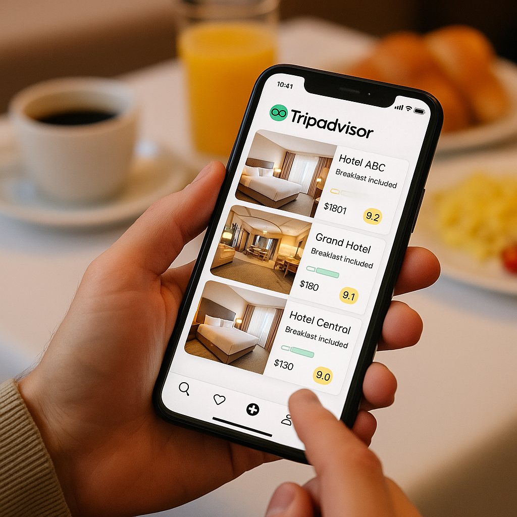 TripAdvisor muestra los hoteles con café incluido y una puntuación superior a 9